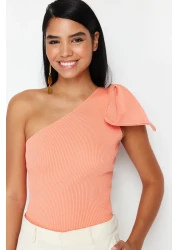  Collection Single Sleeve Bow Orange Knitwear Blouse - TPRSS22BZ0166