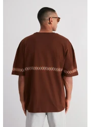  Collection Oversize Brown Embroidered Cotton T-Shirt - TMNSS21TS1889