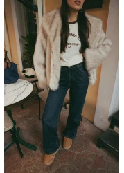  Collection Stone 100% Cotton Slogan Printed Knitted T-Shirt with Contrast Piping Detail TWOSS24TS00105