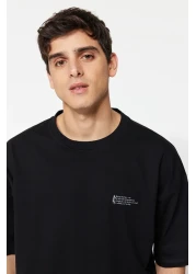  Collection Oversize Black Cotton Minimal T-Shirt - TMNSS23TS00084