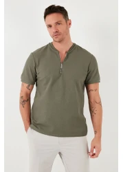 Buratti تي شيرت رجالي من القطن بقصة عادية بنصف سحاب5902653