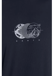  Collection تي شيرت قطني أسود مطبوع كبير الحجم - TMNSS23TS00261