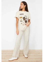  Collection Premium Stone 100% Cotton Printed Oversize/Wide Fit Crew Neck Knitted T-Shirt TWOSS23TS00282