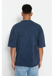  Collection Indigo Oversize T-Shirt 100% Cotton Faded Effect Premiumtmnss23Ts00153