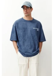  Collection Indigo Printed Oversize Cotton T-Shirt - Tmnss23Ts00166