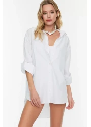  Collection قميص شاطئ منسوج باللون الأبيض موديل TBESS22GO0664