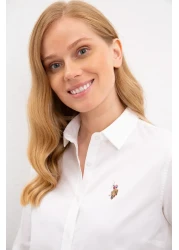 U.S. Polo Assn. قميص نسائي أبيض منسوج