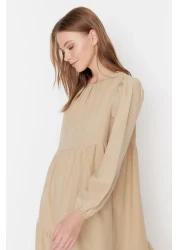  Modest فستان منسوج من القطن بقصة واسعة وتفاصيل من Mink Gathering TCTSS21EL3470