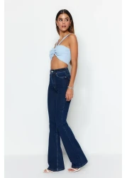  Collection Dark Blue Super High Waist Flare Jeans TWOSS23JE00064
