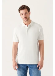 Avva تي شيرت رجالي أبيض 100% قطن يحافظ على البرودة بياقة بولو E 001004