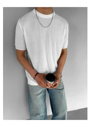 ablukaonline تي شيرت رجالي مرن برقبة دائرية - مقاس عادي، إكرو