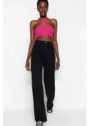  Collection جينز أسود عالي الخصر بأرجل واسعة TWOSS23JE00068