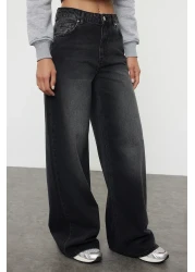  Collection جينز بالازو أسود عالي الخصر وواسع للغاية TWOAW25JE00083