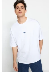  Collection Dinosaur Embroidered White Oversize Cotton T-Shirt - Tmnss23Ts00243