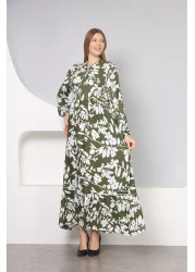 mervemoda قماش قطني منسوج - فستان صيفي نسائي بأكمام طويلة