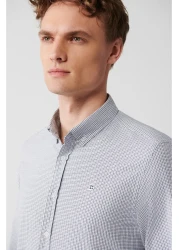 Avva Men's Black Easy-Iron Buttoned Collar Dobby Shirt A31Y2064