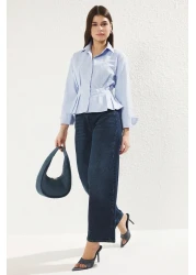  Collection Light Blue Fitted/Waist Sitting Woven Shirt Twoaw24Go00186