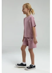 U.S. Polo Assn. قاعدة. بولو أسن. بدلة برمودا وردية للبنات