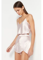  Collection Powder Satin Rope Suspender Shorts Woven Pajamas Set Thmss23Pt00097