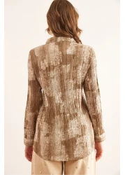 Olalook قميص نسائي بني اللون متدرج ذو ملمس عادي GML- 19001297