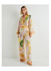 Koton X Tuba Unsal - Satin Floral Wide Leg Pants