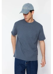  Collection Indigo Texture Wide Cut Waffle T-Shirt - Pocket and Label, Short Sleeve Tmnss23Ts00077