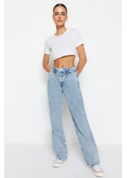  Collection جينز أزرق عالي الخصر وواسع الساق TWOSS21JE0385