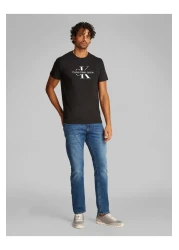 Calvin Klein Calvin Klein Men Black Disrupted Outline Mo Short Sleeve T-Shirt
