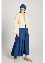 minaaise بلوزة بوبلين صفراء برباط أمامي للسيدات 29085