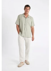 Defacto 100% Linen Relax Fit Comfortable Cut Straight Leg Summer Trousers C1117Ax24Sm