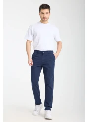  Collection Navy Blue Regular Fit Basic Chino Flexible Gabardine Pants Tmnss25Pl00019