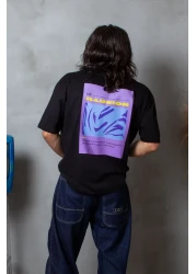 Sekizbiraltı Illusion Printed Black Premium Oversize Unisex T-Shirt