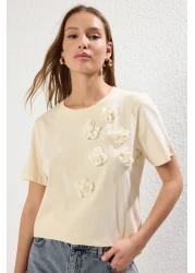  Collection 100% Cotton Accessory T-Shirt with Flower Detail - Twoss25Ts00026