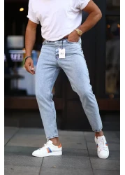 NO61 MAN بنطال جينز Boyfriend مريح ومغسول بالحمض