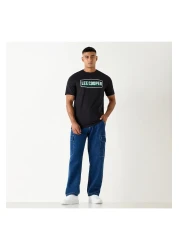 Lee Cooper تي شيرت مطبوع برقبة دائرية وأكمام قصيرة