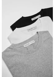 GRIMELANGE تي شيرت رجالي من Cultıvated مكون من 3 قطع سميك ومنسوج عادي 100% من القطن العضوي متعدد الألوان