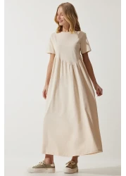 Happiness İstanbul فستان نسائي طويل محبوك برباط فانيليا MC00272