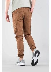 bombe Men's Mink-Brown Slim Fit Slim Fit Jogger Cargo Pocket Elastic Leg Trousers