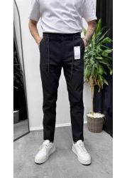 HBT بنطال كتان دوبي بتفاصيل حبل حزام للرجال