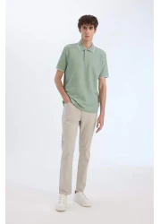 Defacto تي شيرت بولو ذو قصة عادية وأكمام قصيرة وياقة وافل D7932ax25sp