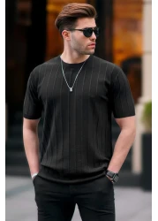 Madmext Men's Black T-Shirt 5684