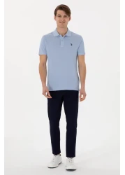 U.S. Polo Assn. US Polo Assn. تي شيرت رجالي بقصة ضيقة باللون الأزرق الفاتح - GTP04IY024 DMLS