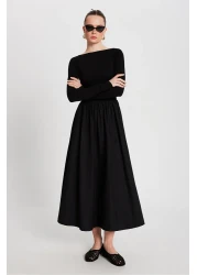 minaaise فستان نسائي محبوك ومنسوج باللون الأسود 29155