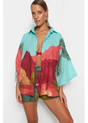  Collection طقم قميص وشورت من القطن بنمط المناظر الطبيعية للشاطئ - TBESS22AU0040