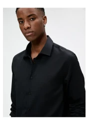 Koton Sports Shirt Slim Fit Classic Collar Long Sleeve Non Iron