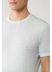 Avva Men's Light Blue Crew Neck Garment Dyed T-Shirt A41Y5074