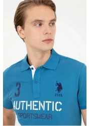 U.S. Polo Assn. تيشيرت رجالي بياقة بولو بنزين