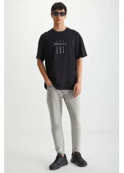 GRIMELANGE RAMADANP017 Men's 100% Cotton Crew Neck Printed Black T-Shirt