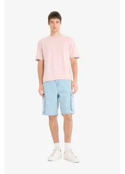 Defacto تي شيرت بأكمام قصيرة وطبعة خلفية من القطن 100% بقصة مربعة الشكل F5766AX25SM