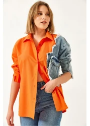 Bianco Lucci Women's Denim Piece Single Pocket Shirt 2669 60351324